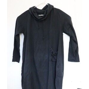 Vasna Midi Dress Womens Sz L‎ Black Cotton Blend Pockets Minimalist Comfort